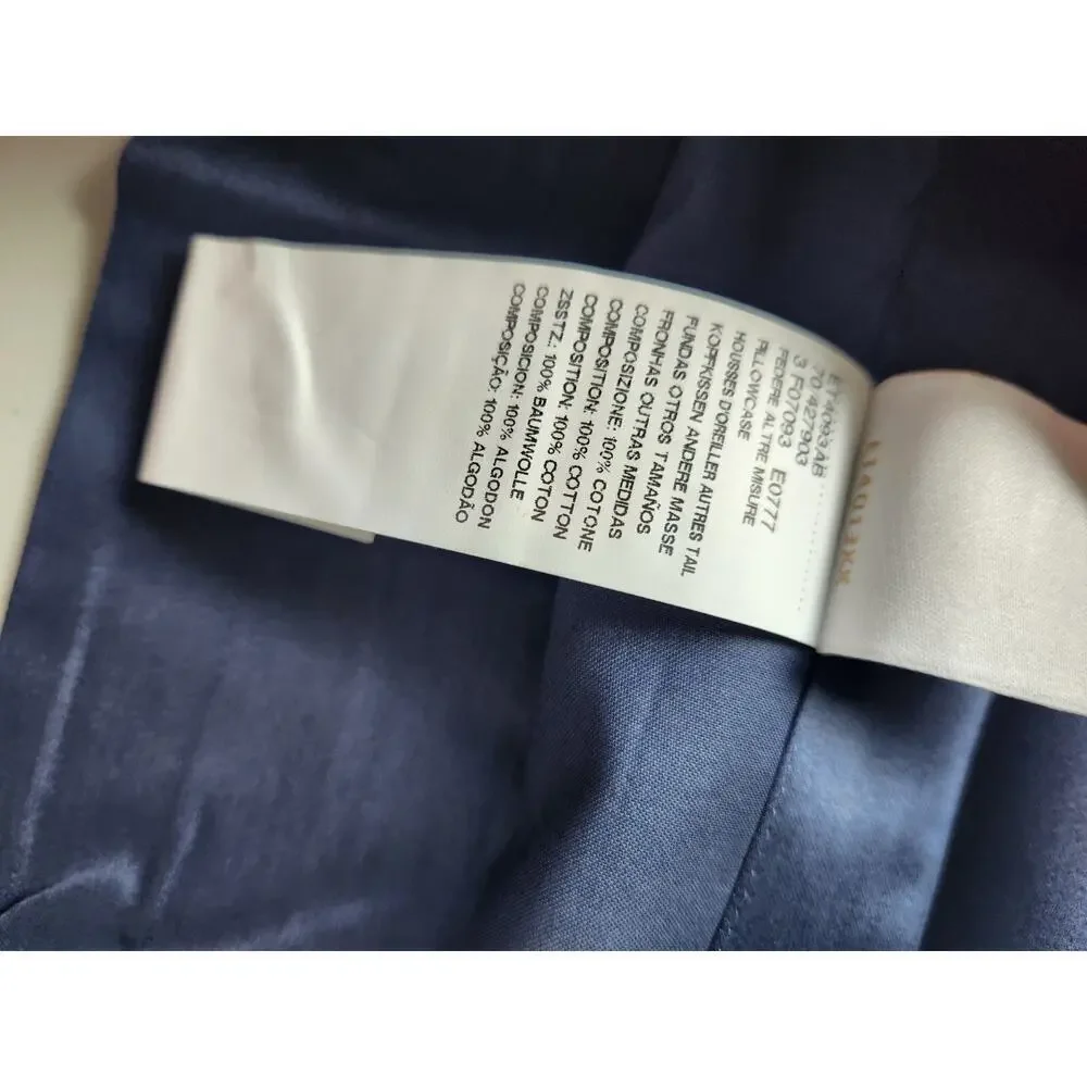 New Frette 2 Pc Set Porto Cotton King Shams Navy Sham Embroidery #02